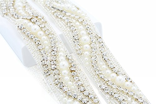 One Yard of Crystal Trim, Rhinestone Pearl Trimming, Crystal Rhinestone Trim, Bridal Beaded Trim Wedding Applique Rhinestone Belt