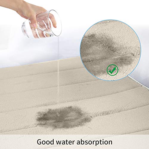 Memory Sponge Bathroom Non Slip mat, Bathroom Kitchen Floor mat, Soft and Comfortable, Machine Washable and Easy to Dry, Thick, Super Absorbent, Coral Velvet Bathroom Carpet (23.6x35.4, Camel)