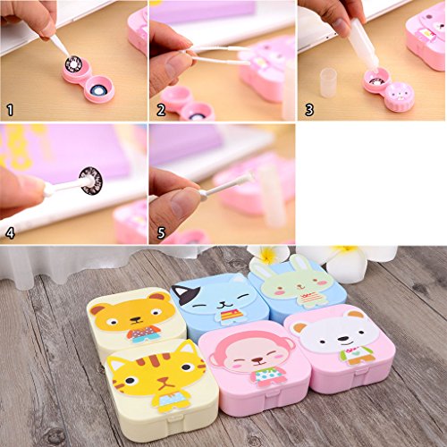 Misright 1Pc Contact Lens Box Plastic Cute Cartoon Case Travel Portable Glasses Eye Care Kits (Random Color) - Thumbnail 2