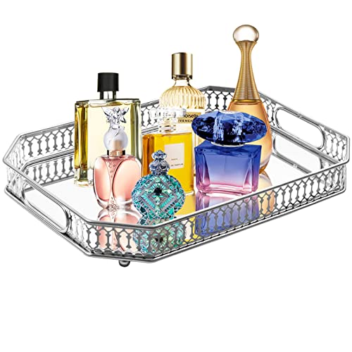 YIVIYAR Mirror Tray Silver Tray Big Tray Decor Perfume Tray, Bathroom