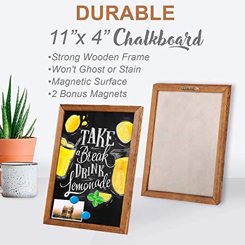 Chalkboard Sign [11 x 14] - Premium Rustic Chalk Board, Wood Framed Magnet Board, Regular or Liquid Chalk Markers, Kitchen Sign, Decorations for Weddings Birthdays & Receptions - Magnetic Black Board - Thumbnail 5