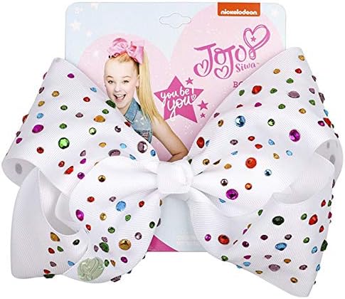JOJO Siwa Large Rhinestone White Signature Hair Bow - Party Favor -