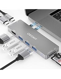 ODOMY USB C Hub 8 in 1 for MacBook Pro 2019 2018 2017 2016 13“15“ Dual Type C Hub Adapter with Thunderbolt 3, 100W Power Delivery, 4K HDMI, 3xUSB 3.0 Ports, SD&TF Card Reader