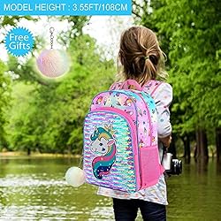 gxtvo 3PCS Unicorn Backpack for Girls, 16" Sequin