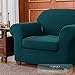 SUBRTEX Stretch Armchair Sofa Slipcover 2 Piece Sofa Cover 1 Seater Soft Couch Slipcover Washable Furniture Covers, Jacquard Fabric Small Checks(Turquoise,Armchair)