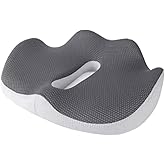 Ergonomic Seat Cushion for Office Chair - Memory Foam Coccyx Cushion for Tailbone, Sciatica & Back Pain Relief - Breathable Washable Cover, Non-Slip Base for Home, Office, Car, and Travel