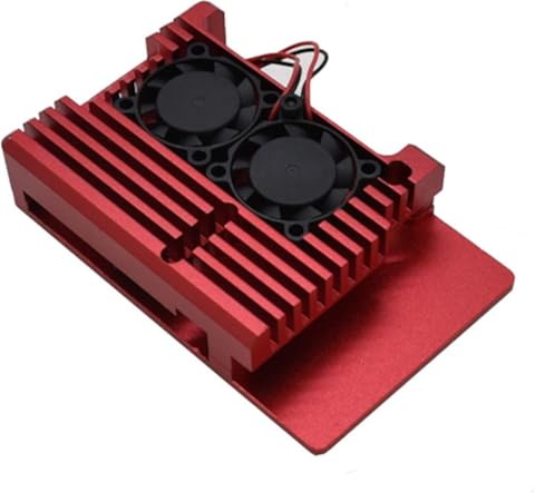 Wivarra para Raspberry Pi 4 Modelo B 2G Kit de Bricolaje Soporte WiFi con Carcasa Protectora AleacióN Aluminio CNC RefrigeracióN Ventilador Dual para Raspberry Pi 4B (Rojo)