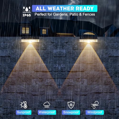 A.bigwhale Outdoor Solar Lamps, 12 Pieces LED Solar Lights for Outdoor Fence, Waterproof Outdoor Solar Sconce for Stairs, Steps, Fences, Railings, Patio, Terrace
