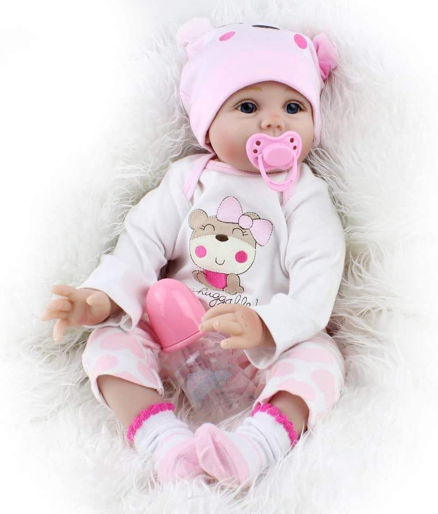 ZIYIUI 55cm / 22 "Reborn Doll female Doll Realistic Soft Silicone vinyl Baby Doll toy birthday Gift