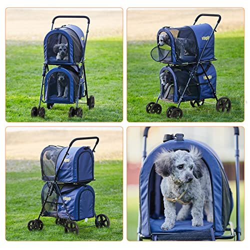 VIAGDO 4in1 Double Pet Stroller for Dogs and Cats, 2 Detachable