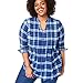 Woman Within Women's Plus Size Pintucked Flannel Shirt - Classic Red Black Plaid, M