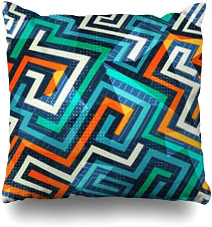 Hwensona Throw Pillow Cover Christmas Maze Modern Lines Abstract Plaid Curve Blue Artistic Baby Clip Designabstract Holiday Decorative Pillow Case 18x18 Inches Square Home Decor Pillowcase
