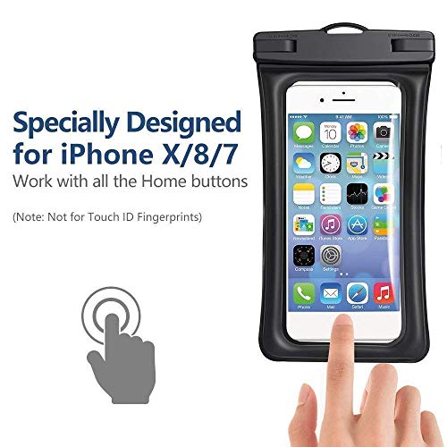 MQOUNY Waterproof Phone Pouch,2 Pack Floating Waterproof Case Waterproof Phone Case IPX8 Available TPU Clear Dry Bag for iPhoneXs/Xs Max/XR/8/8plus/7/6s/6/6s Plus Samsung up to 6.5" (Black-Black)