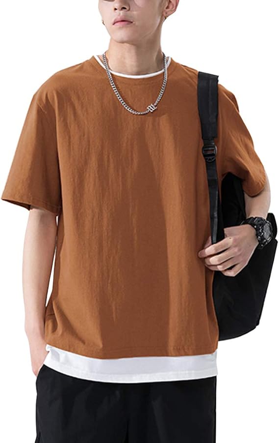 Amazon Froyland Tシャツ メンズ 夏 半袖 綿100 トップス インナーシャツ 部屋着 レイヤード ビッグシルエット 快適 柔らかい ファッション カジュアル Tシャツ 夏服 Tシャツ カットソー 通販