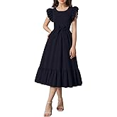 GOTHLETIC Girls Dresses Double Layer Ruffle Sleeve Dress Casual Summer Elegant A-Line Flowy Dresses 6-14 Years
