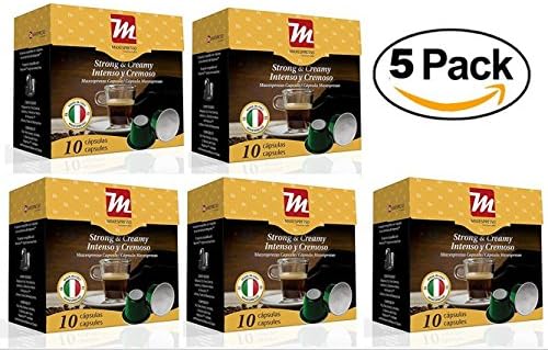Nespresso Compatible Coffee Capsules, MaxEspresso Gourmet Coffee, Italian Quality (Strong and Creamy, 50 Capsules)
