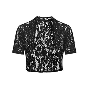 Parabler Bolero Bolero voor dames, korte mouwen, feestelijk, kant, jasje voor bruiloft, elegante blazer, kanten bolero