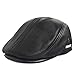 LETHMIK Flat Cap Cabby Hat Genuine Leather Vintage Newsboy Cap Ivy Driving Cap XL-Black