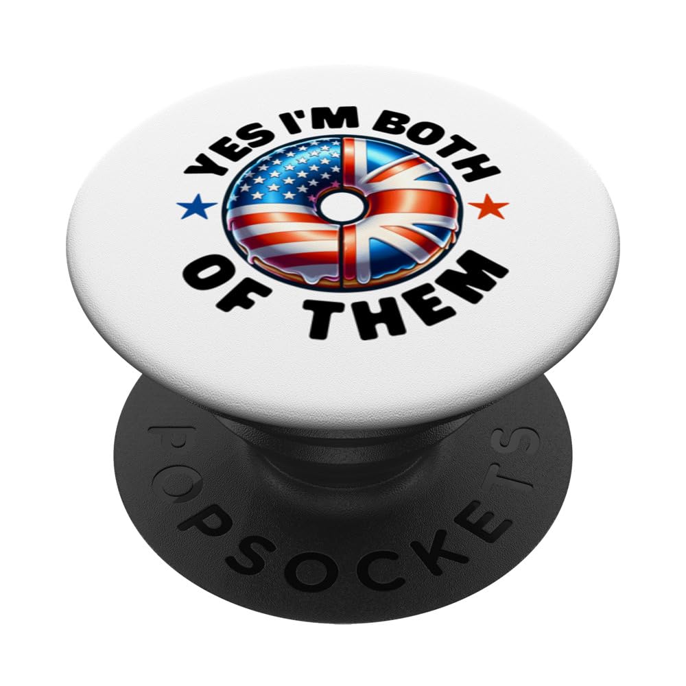 Half British Half American Donut Flag USA UK Flag PopSockets Swappable PopGrip
