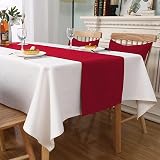 LivinEase 250 GSM Cotton Blend Table Runner 42x240cm Red for Holidays view 5