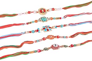 SAPTRISHI Traditional Handmade Rakhi For Brothers | Designer Pearl, & Beaded Wrist Bands For Bhai| Thread Rakhi For Siblings | Elegant Handcrafted Bracelet For Raksha Bandhan