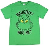 Dr. Seuss Grinch Naughty Who Me? Licensed Men's Green T-Shirt