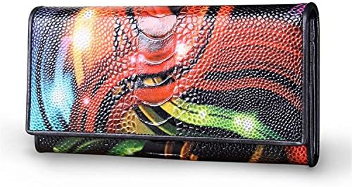 Cheryl Bull Lovely LeatherWomen Wallet Vintage Flower Printed Ostrich Red Wallets Ladies' Long Clutches With Coin Purse Card Holder Black