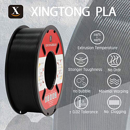 XINGTONGZHILIAN - Filamento PLA normal de 1.75 mm de diámetro para impresión 3D y/o lápiz 3D de alta calidad. 1 KG. 1 carrete color NEGRO PLA normal
