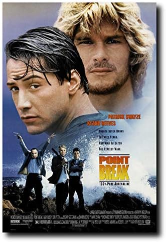 Mile High Media Point Break Movie Poster 24x36 Inch Wall Art Portrait Print - Keanu Reeves - Patrick Swayze