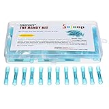 SOLOOP 100 PCS Insulated Heat Shrink Butt Wire Electrical Crimp Terminal Connector 14-16AWG