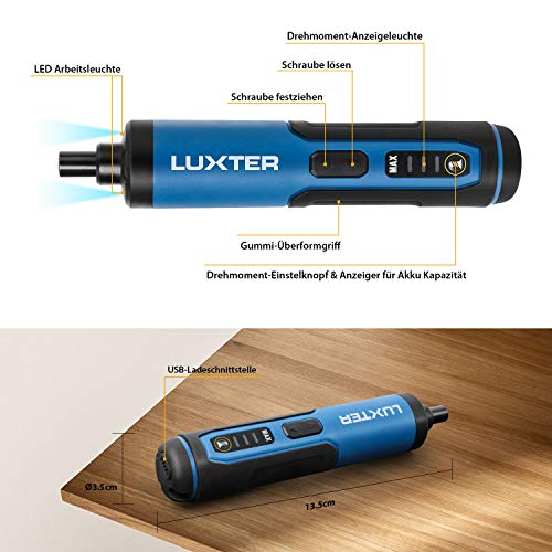 LUXTER 3,6V Akkuschrauber Set, 2,0Ah Li-Ion Akku, Mini Akkuschrauber mit 3-Gang-Drehmomenteinstellung, 26 Bits, LED… – Bild 7