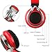 Gacho Wireless On Ear Headphone, Support TF Card, Sleek and Durable Headset with Constant Stylish blinking lights, Stereo Sound with Heavy Bass, Fold-able Make it more Easier to Carry-Red