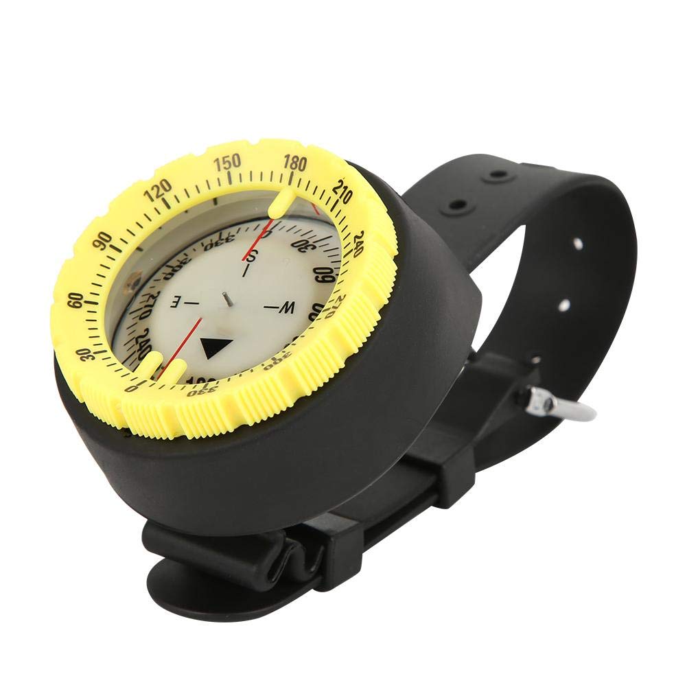 Keenso Diving Wrist Compass, CP-991 Lightweight Strong Magnet 50M Watch Balanced Waterproof Underwater Luminous Diving Wrist Compass(Yellow) diving diving diving