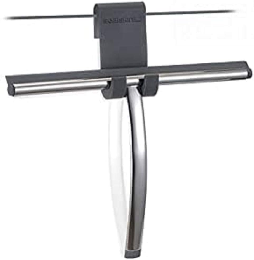 Sealskin Duschabzieher Deluxe, Glaswischer inklusive flexiblem Halter, Edelstahl poliert