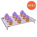 Comfecto Cooling Rack Stainless Steel, 2 pcs 17 x 11 inch Oven Safe Stackable Cookie Racks fit Half Sheet Pan for Cake Decorating Roasting Grilling Baking with 4 Stable Legs, Cookies Recipe Included