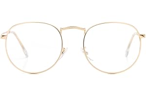 AZorb Round Clear Lens Glasses Classic Metal Frame Non-Prescription Eyeglasses for Women Men