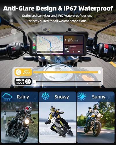 8.1 Inch Motorcycle Carplay Wireless Carplay and Android Car for Motorcycles, IP67 Waterproof Touchscreen Motorcycle Navigation GPS Bluetooth Audio, Siri and Google