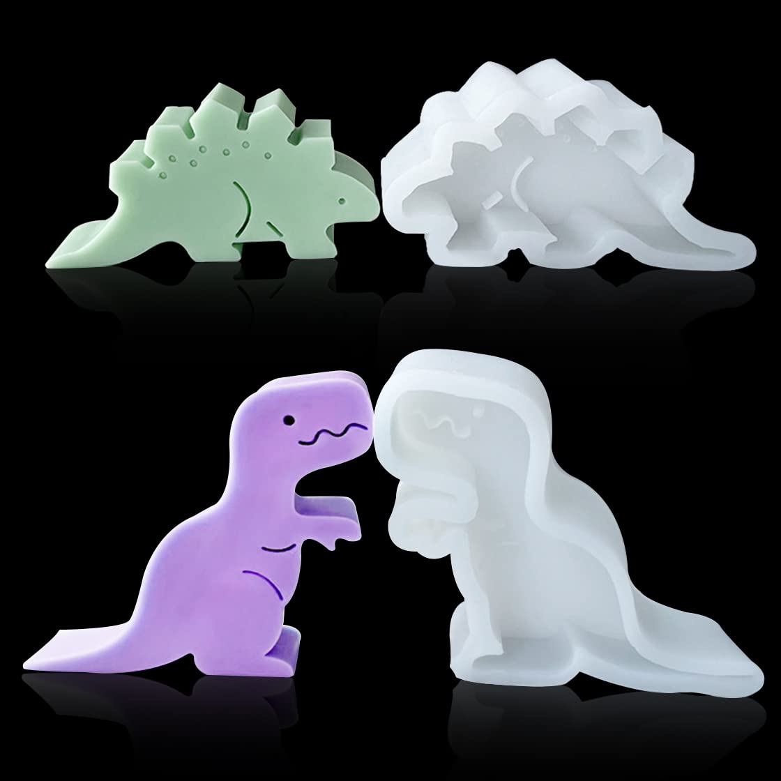 HyzaPhix 2pcs 3D Candle Mold Animal Resin Mold Dinosaur Epoxy Molds Silicone Owl Giraffe Elephant Frog Mould for DIY Craft Handmade Soap Candle Making (C)