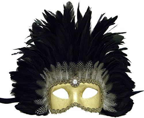 Eyes Wide Shut Gold Colombina Feathered Venetian Mask