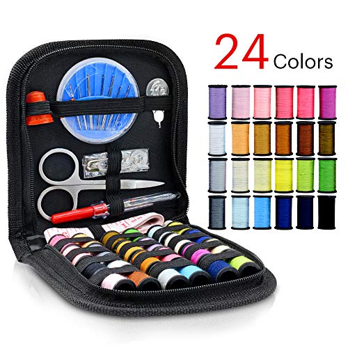 Virwir Sewing Kit with 49 Sewing Accessories, 24-Color Sewing Threads for Traveler, Emergency, DIY Sewing Supplies Organizer Filled with Mending and Sewing Needles/Scissor/Threads/Thimble/Tape Measure