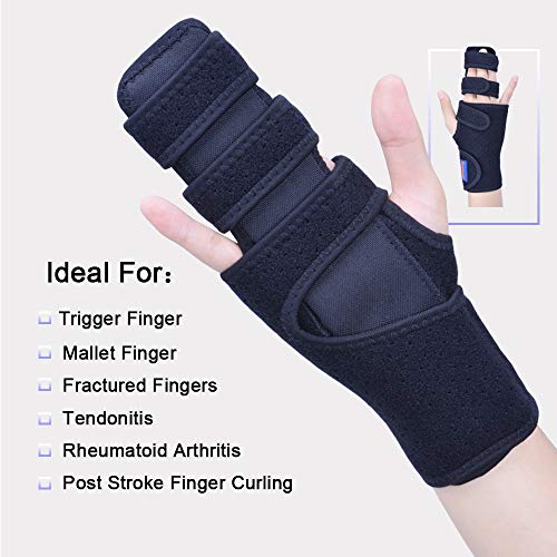 Trigger Finger Splint for Two or Three Finger Immobilizer - Post Operative Care Support for Broken Joints, Sprains, Contractures, Arthritis, Tendonitis and Pain Relief (Left, L/XL)