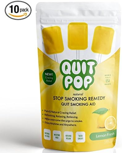 QuitPop/Natural Stop Smoking Remedy & Quit Smoking Solution To Help Reduce Cravings & Replace Smoking/Safe & Easy Way To Quit (Value, 10 Pack, Lemon Fresh)