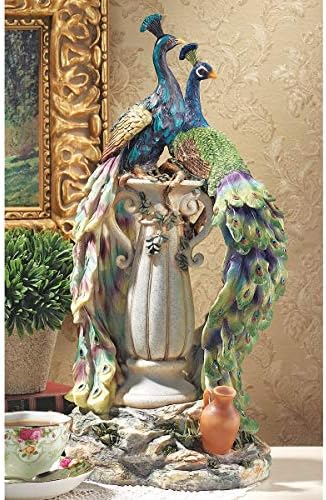Peacocks Fountain Outdoor Statue Patio Decoration Ornament Yard Figure Figurine Lawn Sculpture Porch Deck Home Art Decor