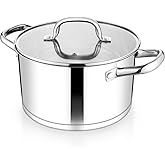 TeamFar 5 QT Stock Pot, Tri-ply Bottom Stainless Steel Stockpot | Cooking Soup Pasta Pot with Lid for Gas/Induction/Electric Stoves, Non-toxic &amp; Heavy Duty, Double Handles &amp; Dishwasher Safe