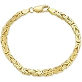 SHOP WGS Italian 14K Gold Plated Sterling Silver Byzantine Link Bracelet for Women & Men - Byzantine Link Bracelet for Men & Women Jewelry Gifts