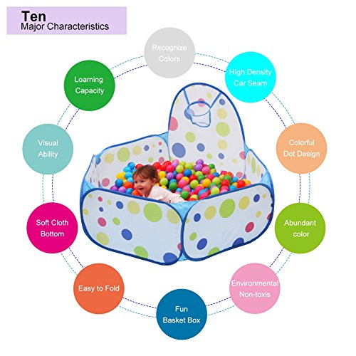 LPRTALK Kids Ball Pit Ball Tent Toddler Ball Pit with Basketball Hoop and Zippered Storage Bag for Toddlers 4 Ft/120CM (Balls not Included)