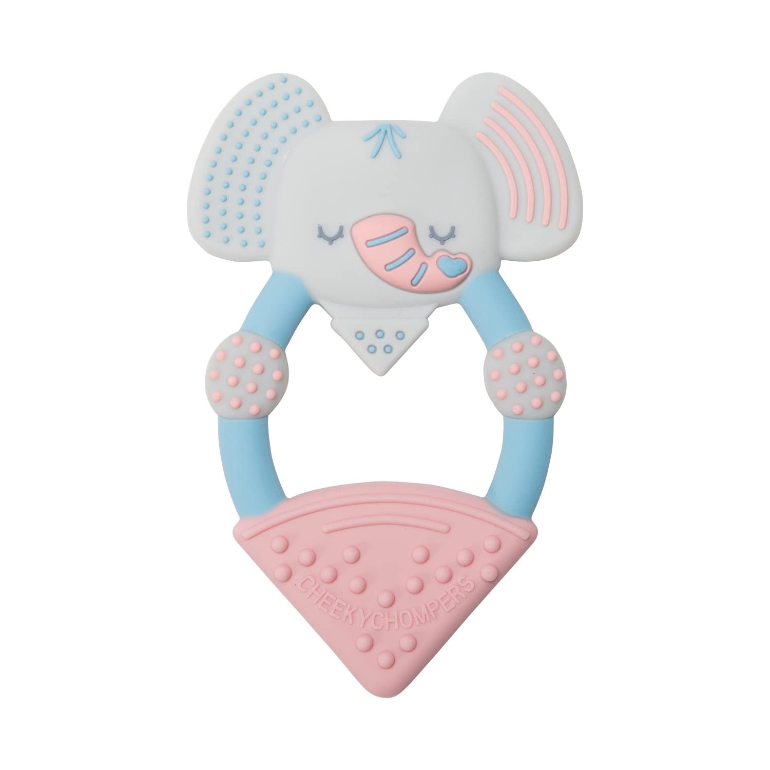 Cheeky Chompers Baby Teether | Teething Toys for Baby | Freezable & Lightweight | BPA-Free Soft Silicone Teething Ring for Babies 0-6, 6-12 Months (Darcy The Elephant) — image 1
