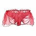 Crossdress Panties Feeshow Men's Jockstrap Lace Briefs Sissy Pouch Underwear Ruffle Skirted Red Medium
