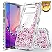 Galaxy S10+ Plus Case with Screen Protector (Full Coverage 3D PET) for Girls Women, NageBee Glitter Liquid Sparkle Floating Waterfall Durable Cute Case for Samsung Galaxy S10+ /S10 Plus -Rose Gold