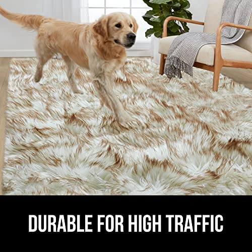 Gorilla Grip Fluffy Faux Fur Area Rug, 4x6, Rubber Backing, Machine